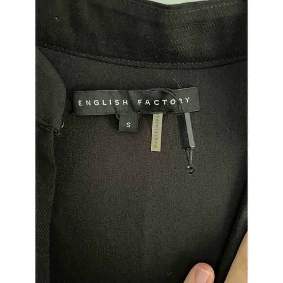 English Factory | NWOT Witchy Black Tie-Front Bell Sleeve Mini Dress | Sz S - Picture 5 of 9